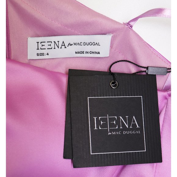 NWT Ienna for Mac Duggal 26500 One Shoulder Long Sleeve Satin Mini Dress Orchid - Picture 4 of 8